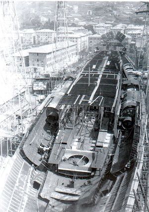 正在搭建普列塞水下防护系统的利托里奥号